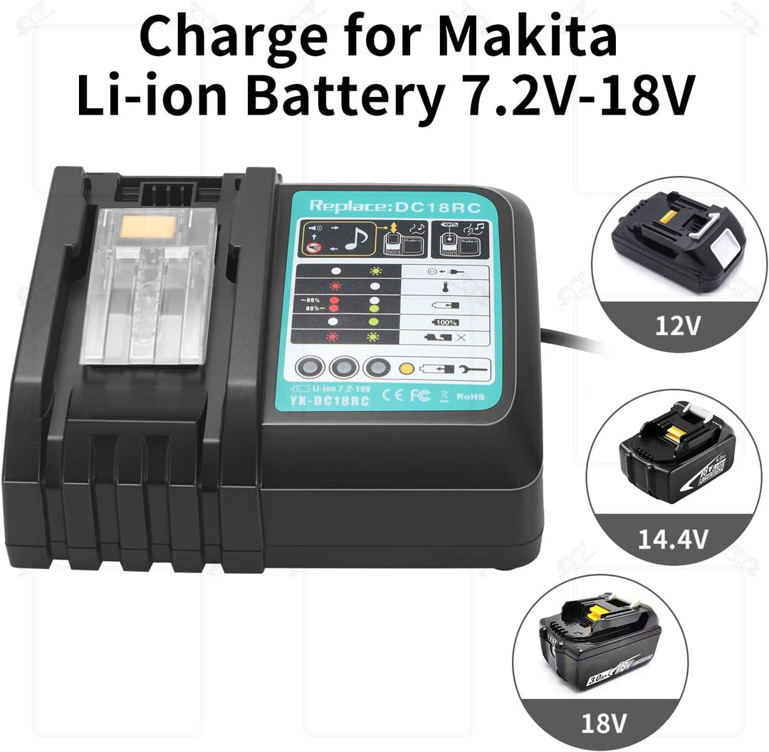 Ersatz DC18RA DC18RC Ladegerät 3A 14,4V~18V Schnellladegerät für Makita 14,4V~18V BL1860 BL1850 BL18