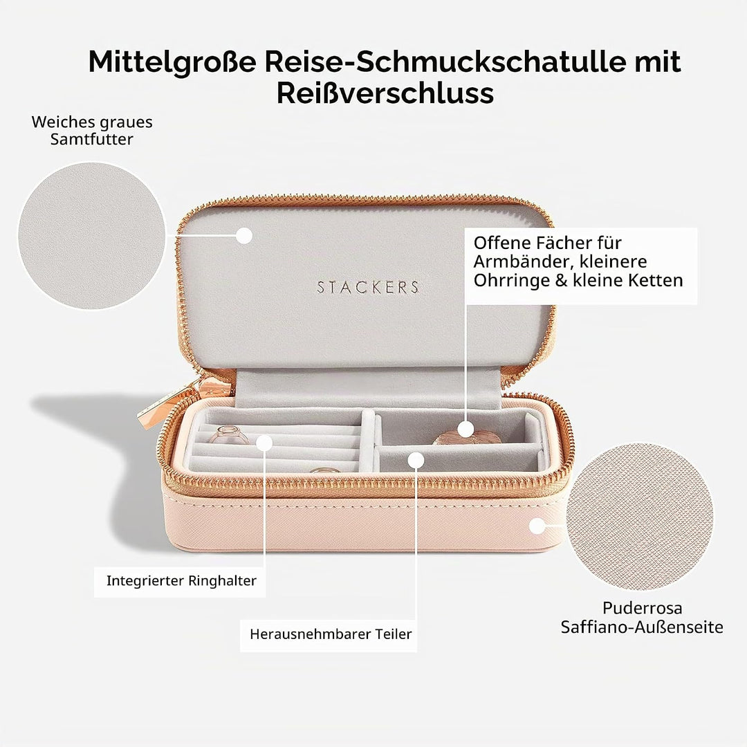 Stackers Blush Mittelgross Reise Schmuckschatulle, Blush