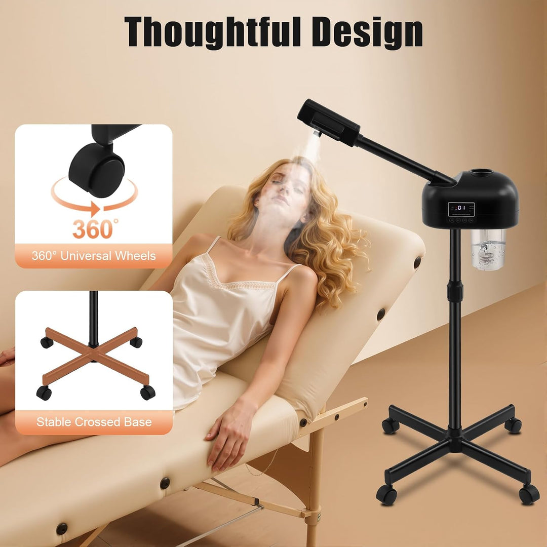 Bedampfer Kosmetik, DampfgeräT für Gesicht mit Drehbarem Arm &amp; LCD-Bedienfeld, Esichtsdampfer für Sa
