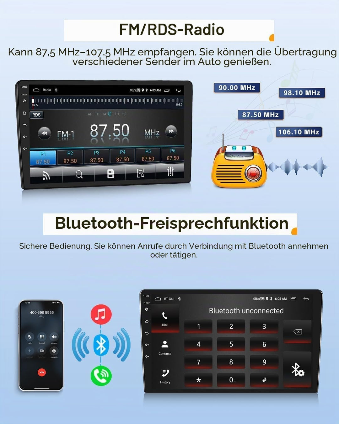 [2G+64G] CAMECHO Android 13 Autoradio für Mercedes Benz Vito 3 W447 (2014-2020) mit Carplay Android