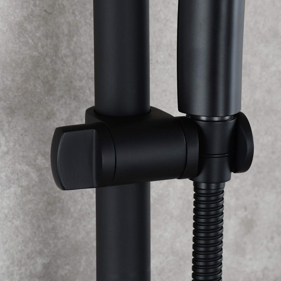 Tecmolog Duschkopfhalterung 25mm Edelstahl Brausehalterung Verstellbar für Duschstange Schwarz, ST35