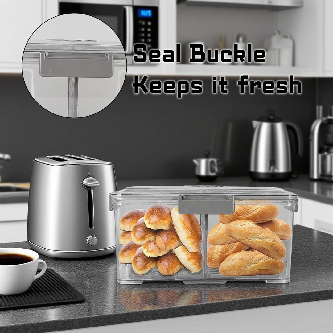 Vakuum Brotkasten gross 35cm – luftdichte Brotbox mit Pumpe & Zeitaufzeichnung | Frischhaltedose für