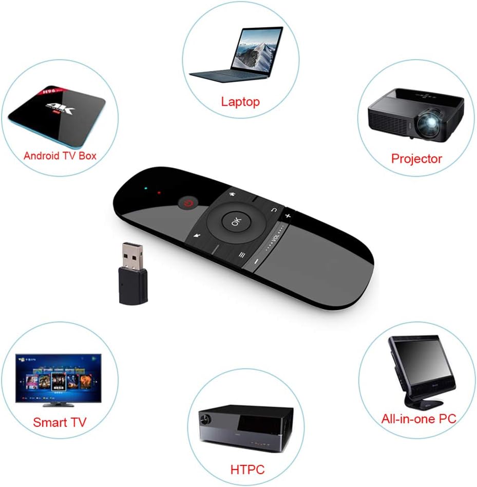 Air Mouse Fernbedienung mit IR-Lernfunktion, 2.4G Air Mouse Remote Control mit Tastatur und Maus Fun