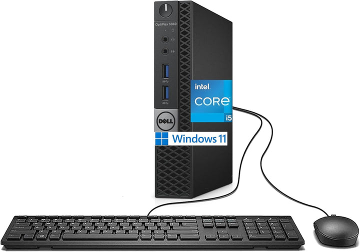 Dell Optiplex 3040 Mini Computer PC mit 24 Zoll Monitor, Intel Core i5-6500, 8GB RAM, 256GB SSD, US