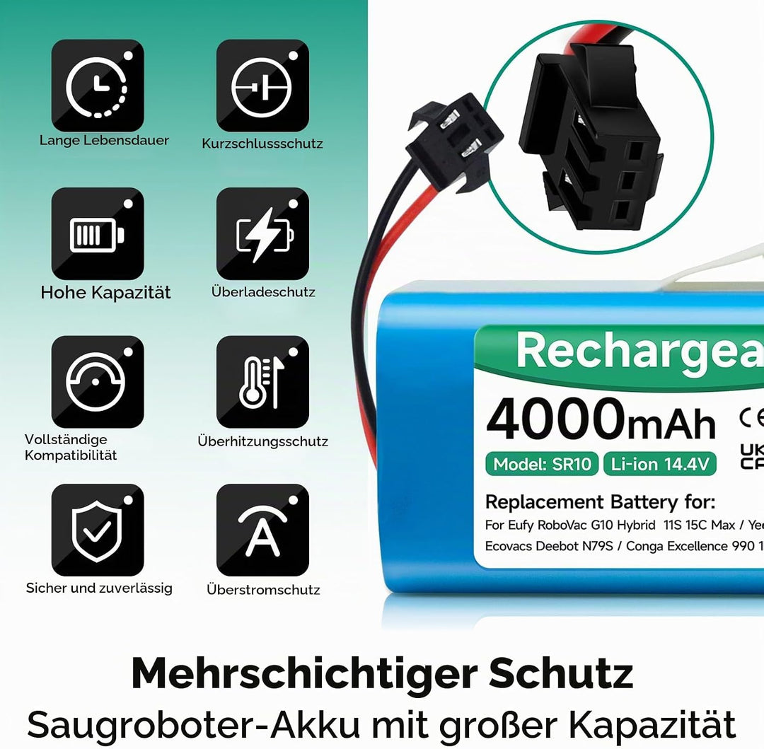 Mspalocell 4000mAh 14,4V Ersatzakku Kompatibel mit Venga RVC 3000,LEFANT T700/M210P/M1,Tesvor X500/S