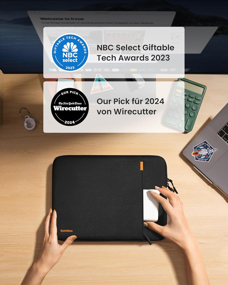 tomtoc 360° Tasche Hülle für 13 Zoll MacBook Air 2024-2018 M3/A3113 M2/A2681 M1/A2337, 13-Zoll MacBo