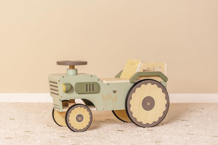 Little Dutch Traktor Rutschfahrzeug mit Lenkrad Holz Kinder Laufrad grün - Little Farm