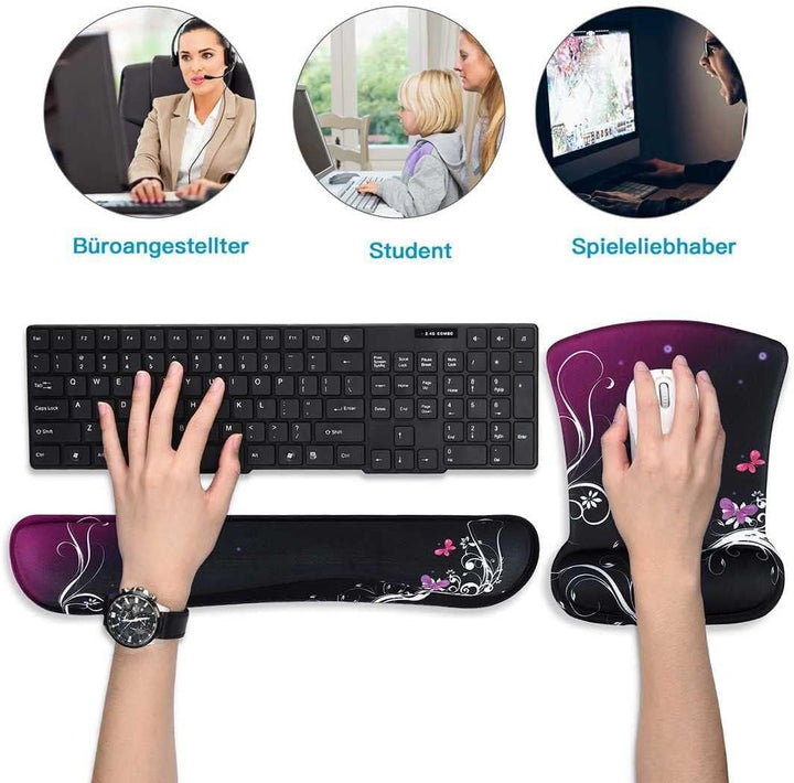AOKSUNOVA Mauspad mit Handauflage Ergonomische Handgelenkauflage Set für Tastatur Handgelenkstütze M