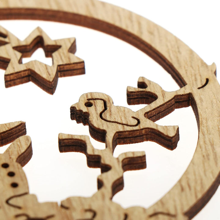 com-four® 12x Tannenbaumschmuck Holz-Anhänger Set - Weihnachtsbaumschmuck zum Dekorieren - Christbau