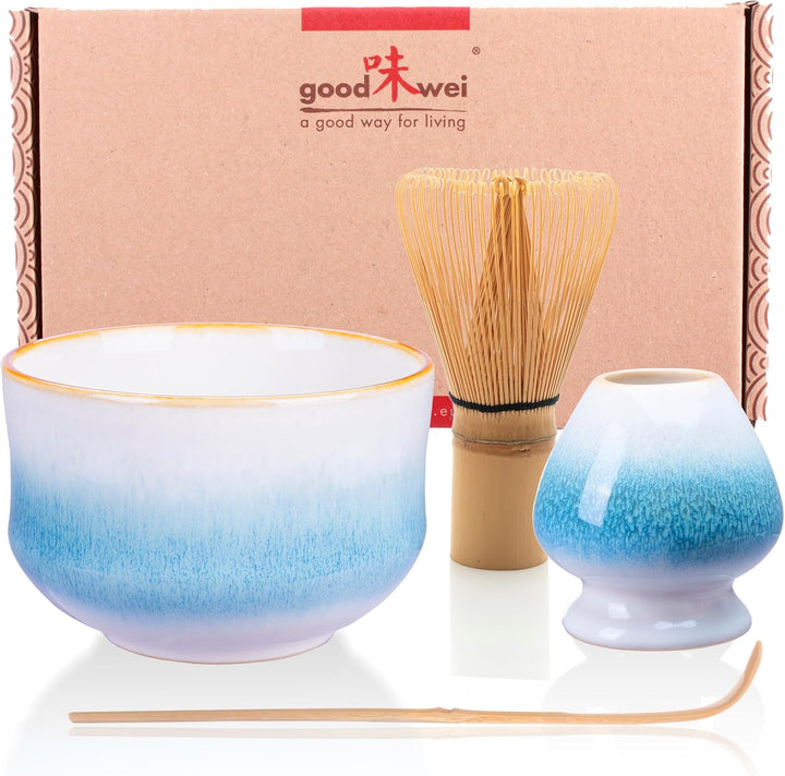 Goodwei Japanisches Matcha Komplett-Set mit hochwertiger Teeschale (Rindō, 80) Rindō 80, Rindō 80