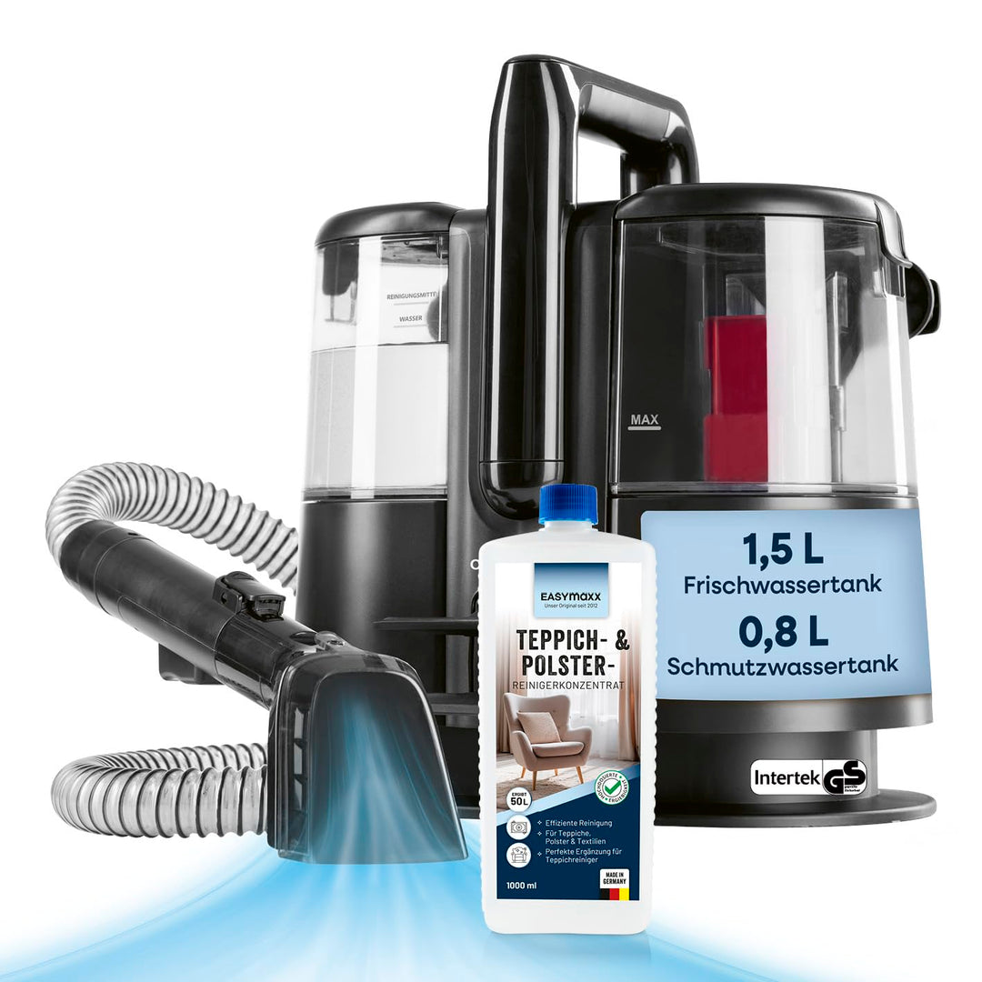 CLEANmaxx Pro Polsterreiniger Gerät 400W | kraftvoller Waschsauger mit 2 Düsen | für Sofa Auto Teppi
