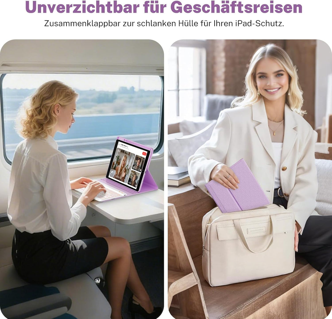 OYEEICE Hülle mit Tastatur für iPad 9/8 /7 Generation 10,2 Zoll, Vergrösserte Anti-Falloff Tastenkap