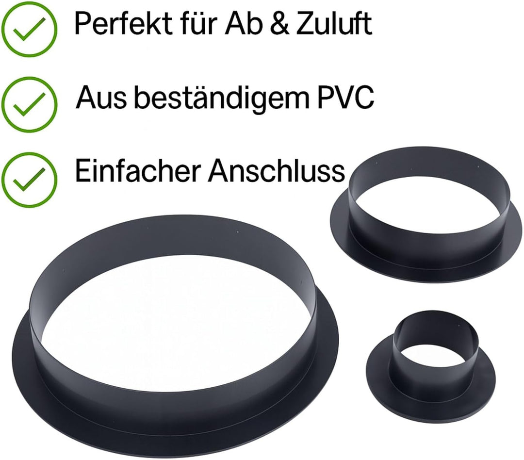 Weedness PVC Anschluss Flansch 200 mm für Lüftungsanlagen - Grow Anbau Lüfter Kupplung Indoor Belüft