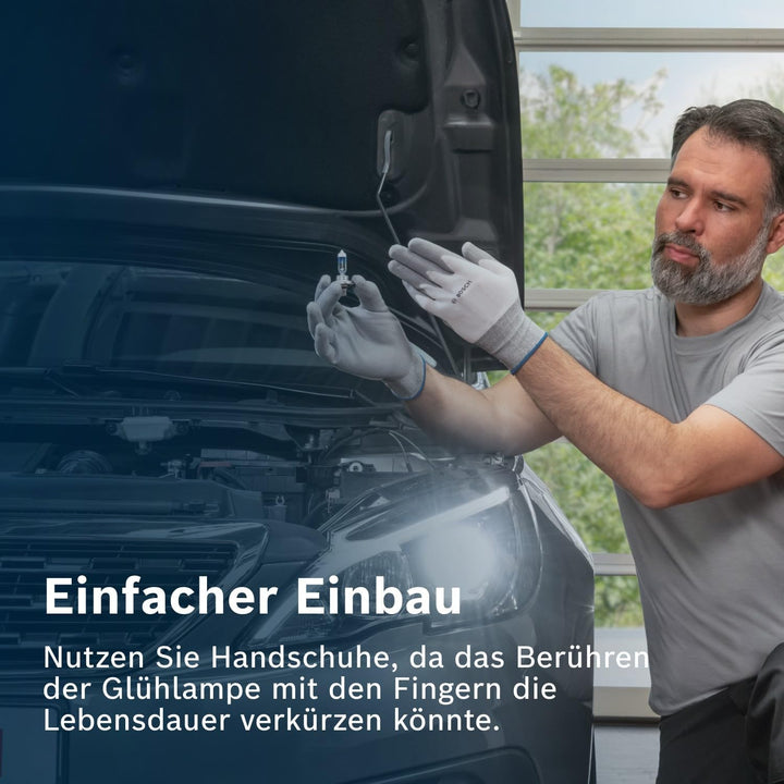 Bosch H4 Plus 90 Halogen-Glühlampe für Auto-Scheinwerfer, 12 V 60/55 W, 90% mehr Licht - Lampensocke