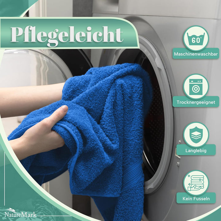 NatureMark NM-HT0842 Frottier Handtücher, 8-er Pack, 50 x 100 cm, 100% Baumwolle (Royalblau/Hellblau