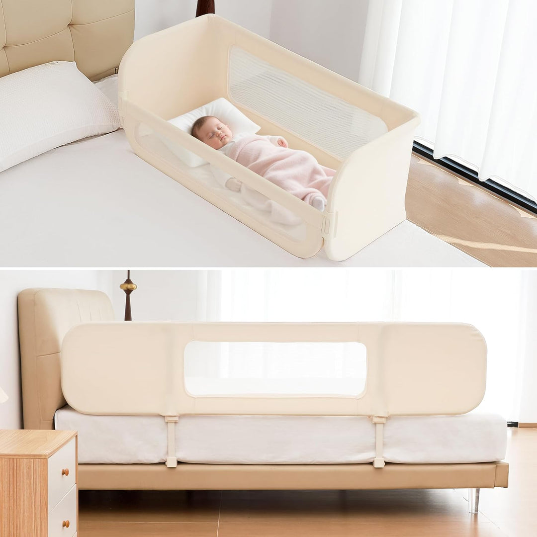Rausfallschutz Bett Reise 185cm, 2-IN-1 Funktion als Baby Beistellbett und Bettgitter Baby, Rausfall