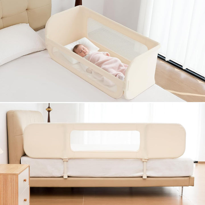 Rausfallschutz Bett Reise 185cm, 2-IN-1 Funktion als Baby Beistellbett und Bettgitter Baby, Rausfall