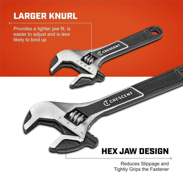 Crescent ATWJ2610VS Schraubenschlüssel-Set, breite Backe, 15,2 cm und 25,4 cm, 2 Stück Pack of 2 Set