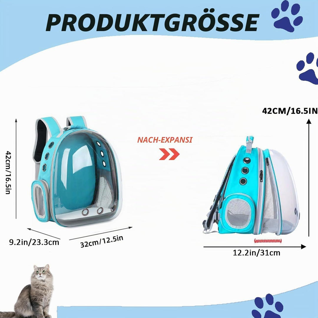 Erweiterbar Katzenrucksack Hunderucksack, Vorderrucksack für Katzen und Kleine Hunde, mit transparen