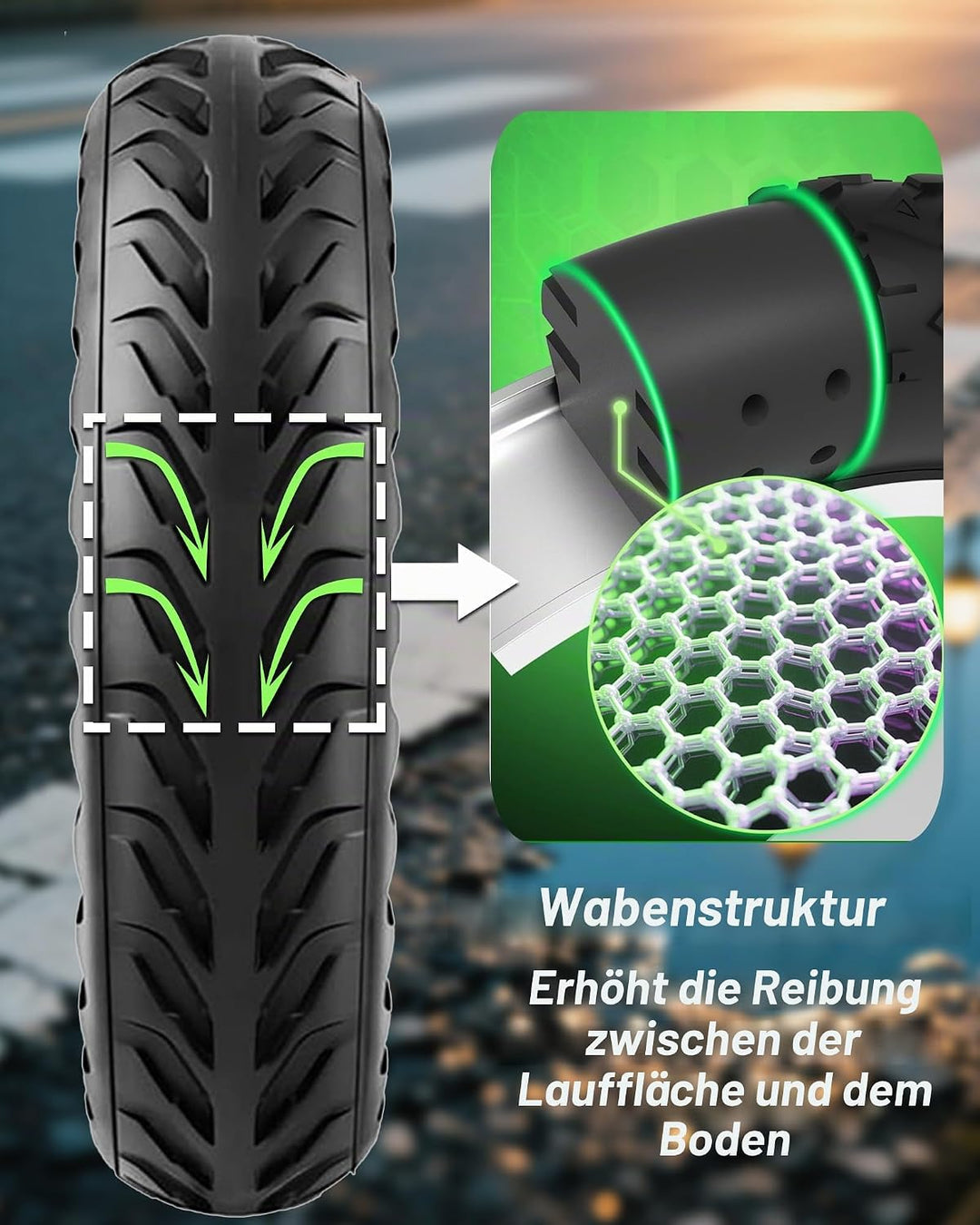 1 Stück E-Scooter Vollgummireifen 50/75-6.1 (8 1/2 x2) Tubeless, Kompatibel mit Soflow SO4/SO3, Xiao