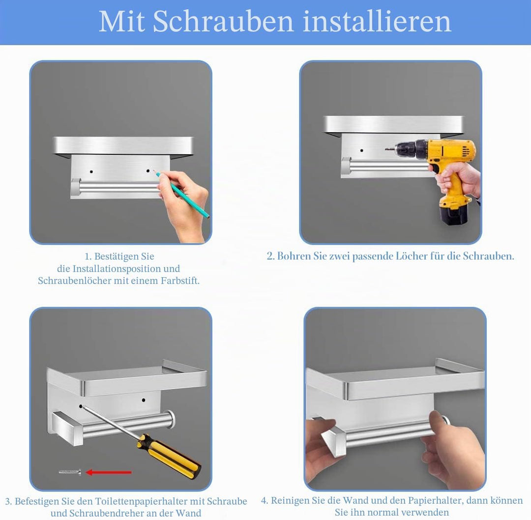 Lelan Toilettenpapierhalter, Material des Edelstahls SUS304 Toilettenpapierhalter für Badezimmer, Kü
