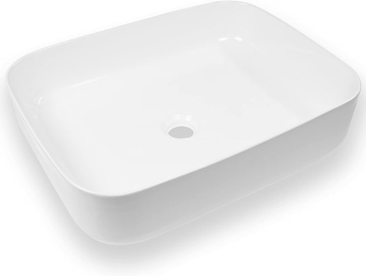 Art-of-Baan® Premium Waschbecken eckig - Hochglanz Aufsatzwaschbecken - Keramik-Becken für Waschtisc