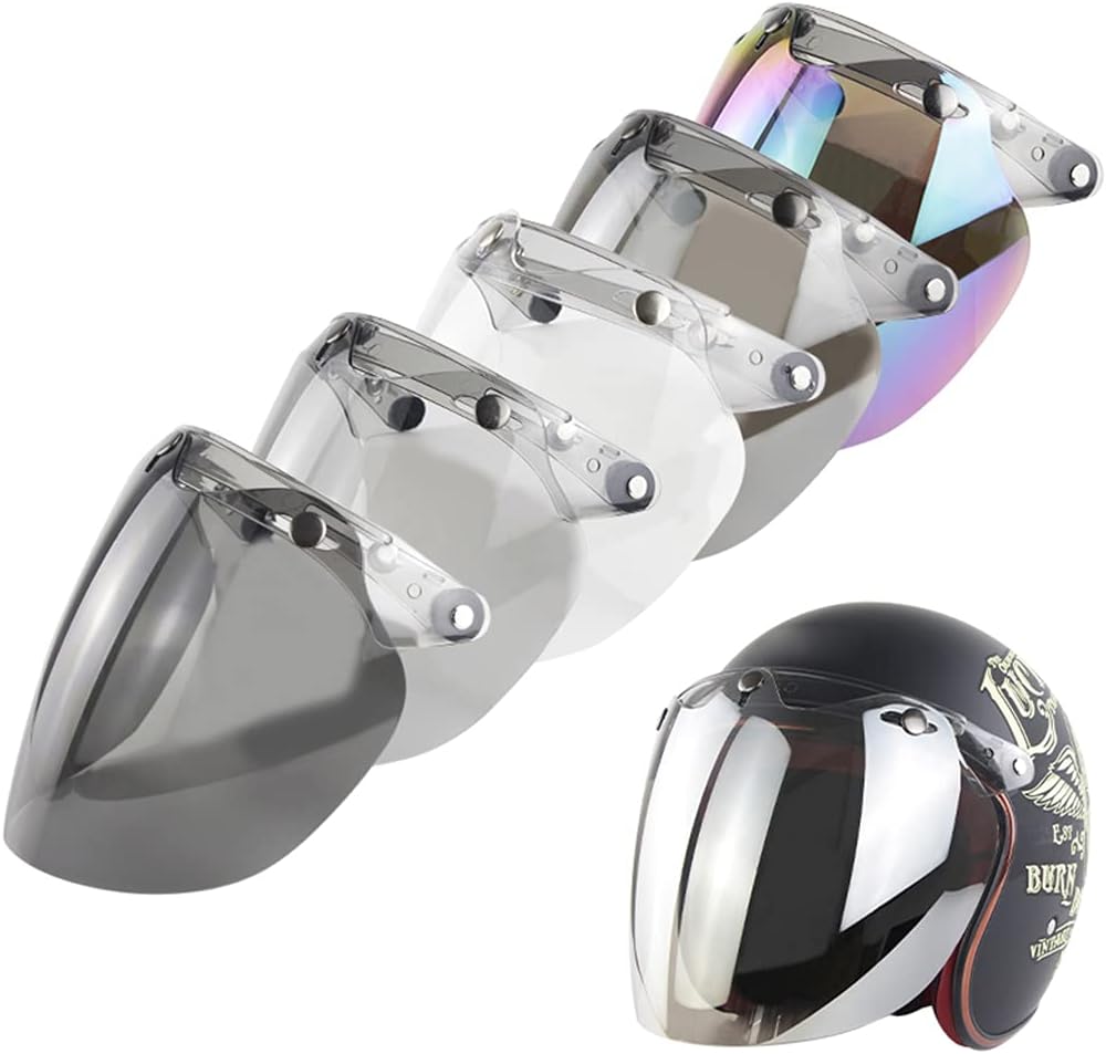 DANLINI Motorradhelme Objektiv, Jethelm Visier 3 Snap Shield Visier Bunt Helm Bubble Visier Motorrad