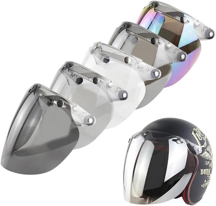 DANLINI Motorradhelme Objektiv, Jethelm Visier 3 Snap Shield Visier Bunt Helm Bubble Visier Motorrad