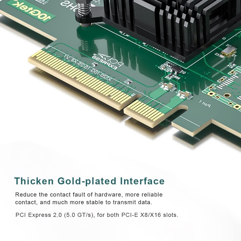 10Gb PCI-E Network Card X520-10G-2S Compatible for Intel X520-DA2, Dual SFP+ Ports, 10G PCI Express