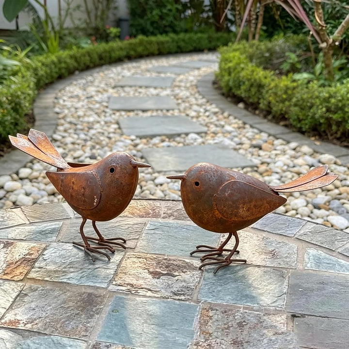 Gartenstecker Rost,2 Stück Vögel Gartenstecker,Rost Vogel Gartendeko für Draussen,Dekorative Gartenp