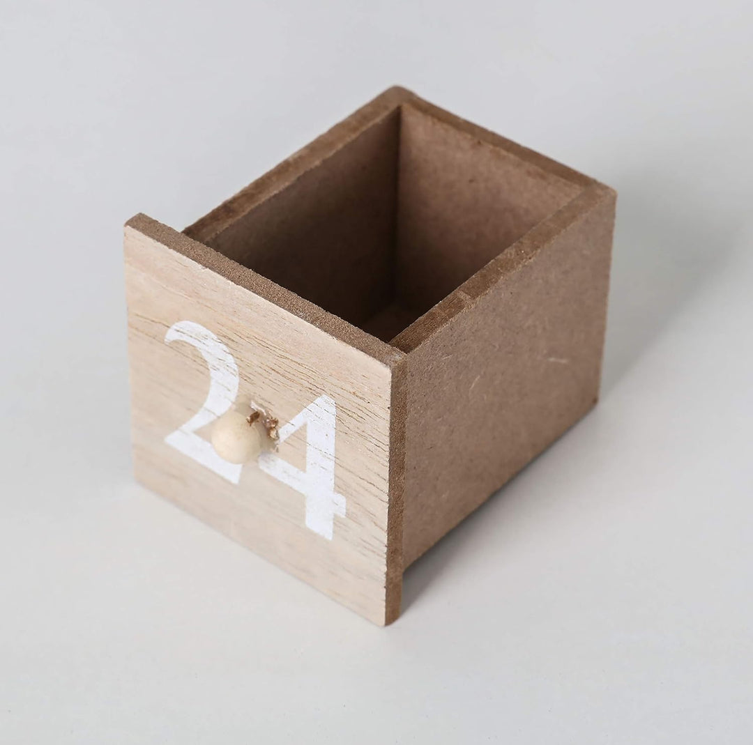 BRUBAKER Adventskalender aus Holz zum Befüllen - Bibelgeschichte Krippe mit LED Beleuchtung - Wieder