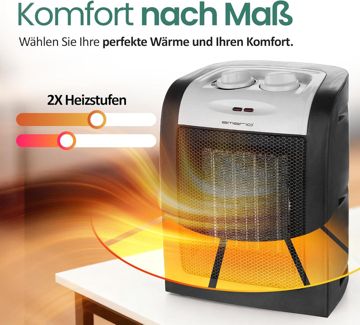 Emerio 1800W ECO Keramik Heizlüfter, zwei Leistungsstufen, energiesparender Betrieb durch PTC (Keram