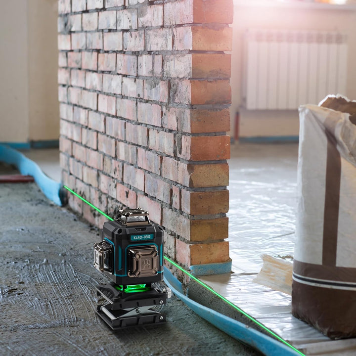 KEZERS Kreuzlinienlaser Set mit Stativ, 4 x 360 Laser-Wasserwaage mit Empfänger und Nivellierlatte f