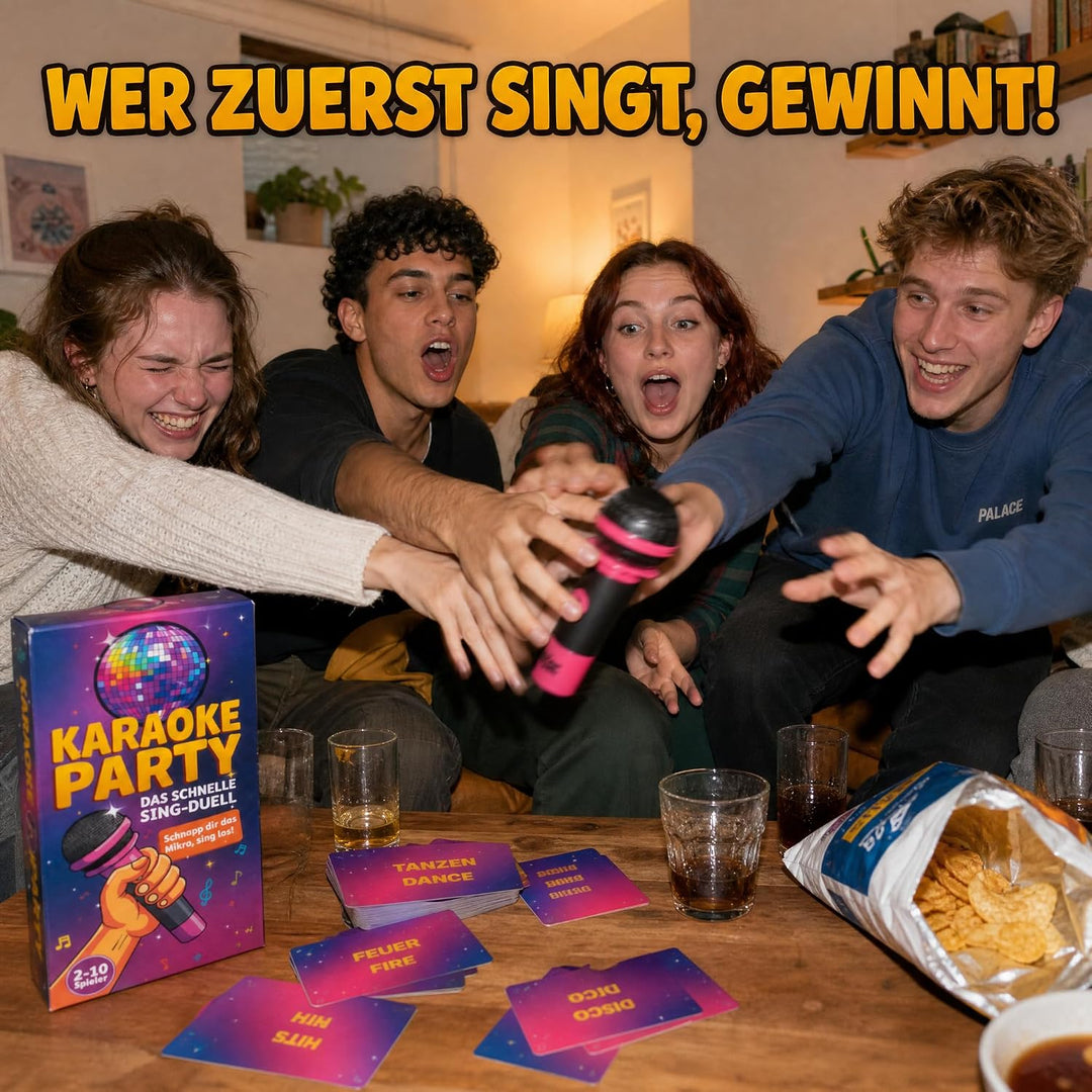 TIPSI Karaoke Party | Das Musik Partyspiel mit Mikrofon | Lieder erraten &amp; lossingen – Kartenspiel &amp;