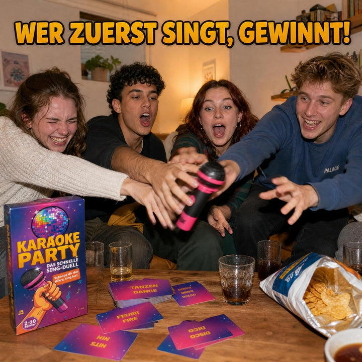TIPSI Karaoke Party | Das Musik Partyspiel mit Mikrofon | Lieder erraten &amp; lossingen – Kartenspiel &amp;
