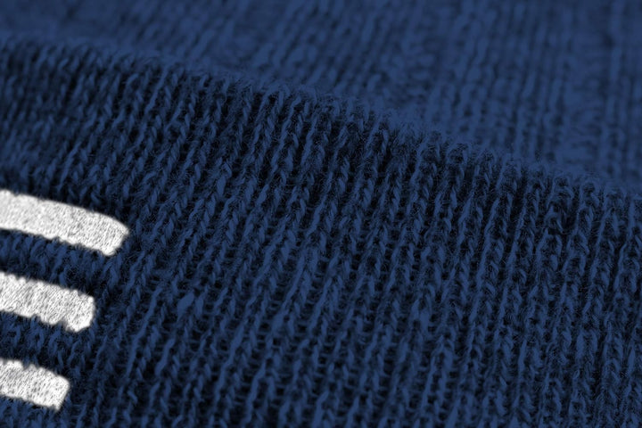 R-evenge Marineblaue Mütze mit Rippenbündchen und weissem Logo, Mütze mit Fleece innen, Marineblau,