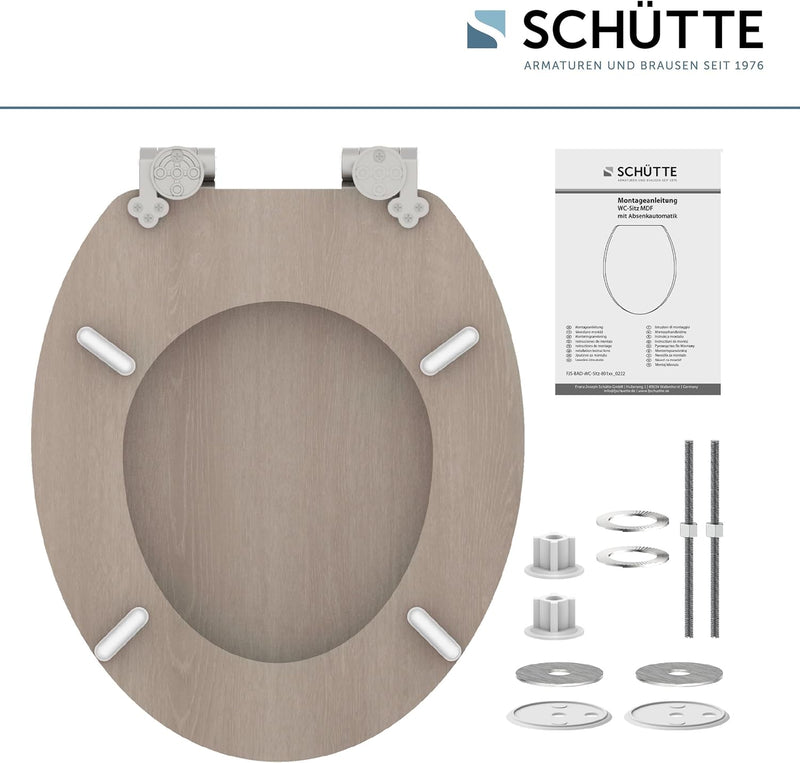 SCHÜTTE WC-Sitz MODERN mit Absenkautomatik aus Holz | Toilettensitz mit Klodeckel | Holzkern Toilett