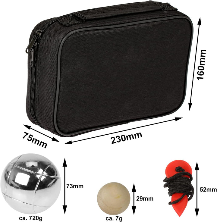 FunTomia Boccia Kugeln Set, Boule Kugeln mit 6X Metall-Kugeln 73mm, 720g, 1x Holz-Kugel, 1x Abstands