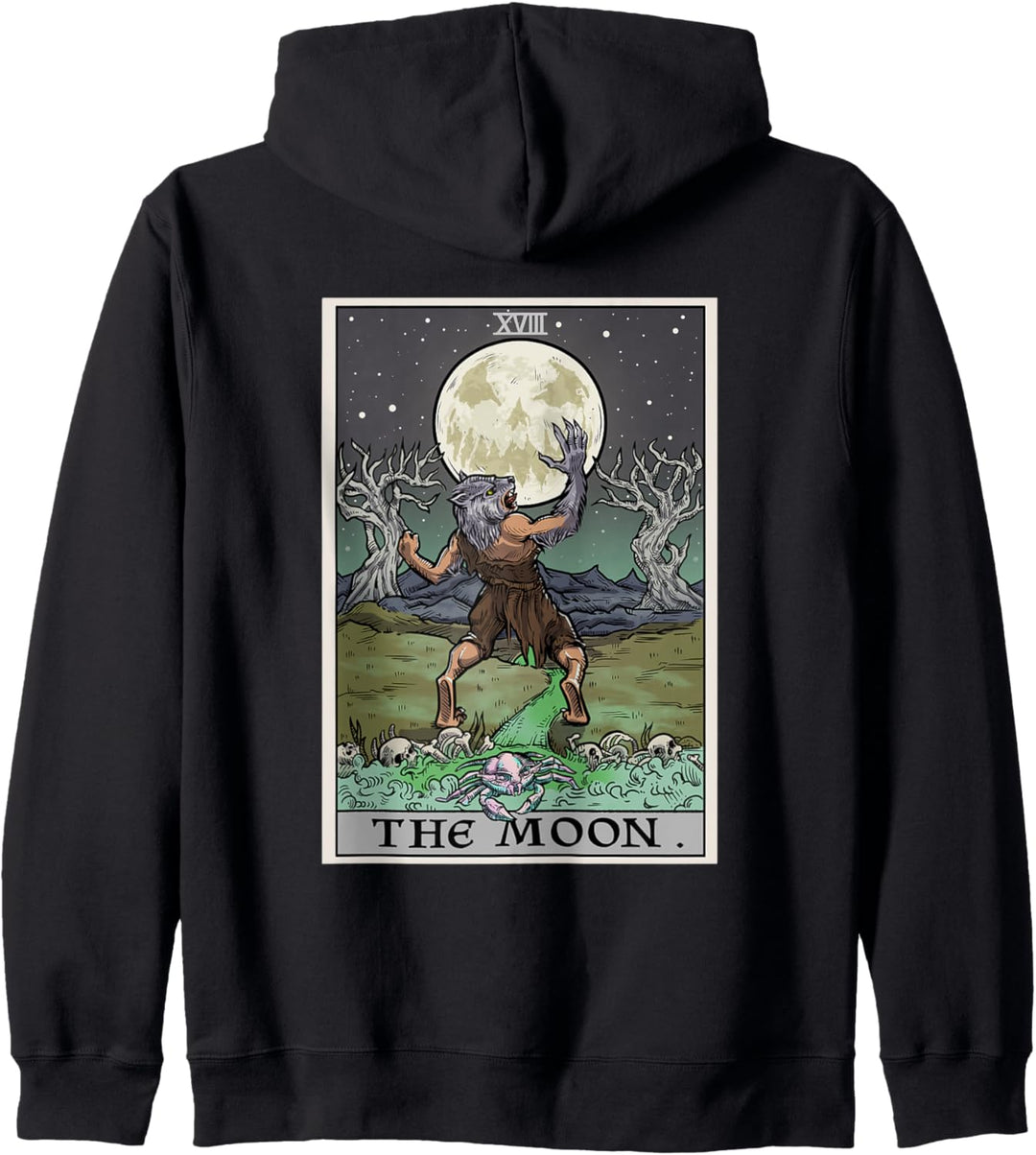 The Moon Tarot-Karte Halloween Werwolf Gothic Hexe Horror Kapuzenjacke