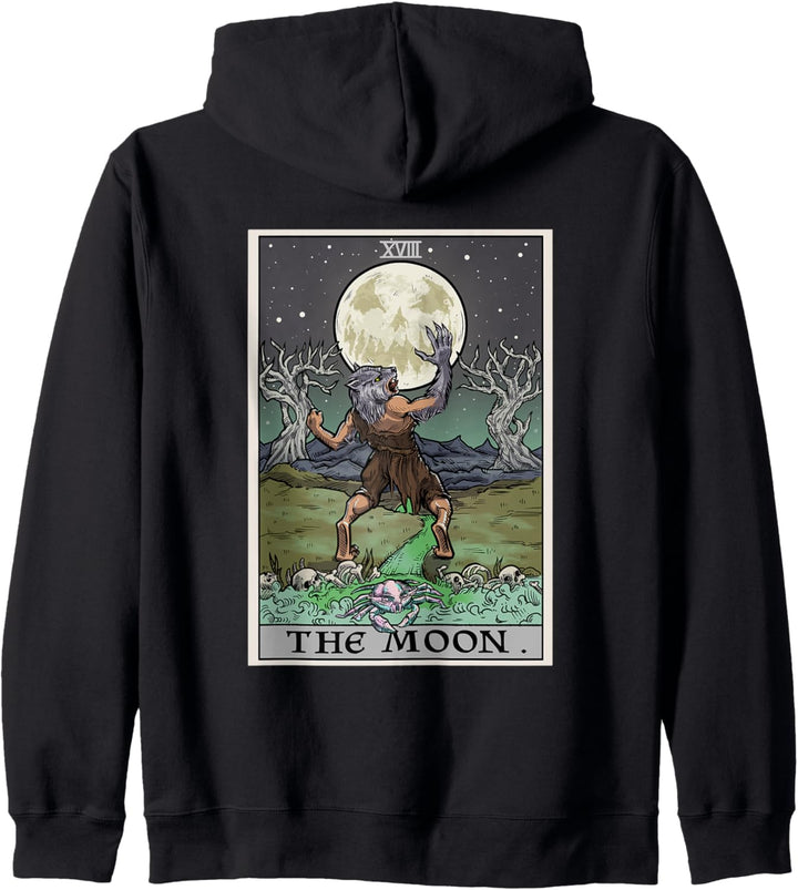 The Moon Tarot-Karte Halloween Werwolf Gothic Hexe Horror Kapuzenjacke