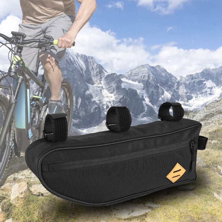 Dioche Fahrrad-Dreieck-Rahmentasche, wasserdichte Fahrrad-Dreieck-Rahmentasche, Dacron, Schwarz, Gro