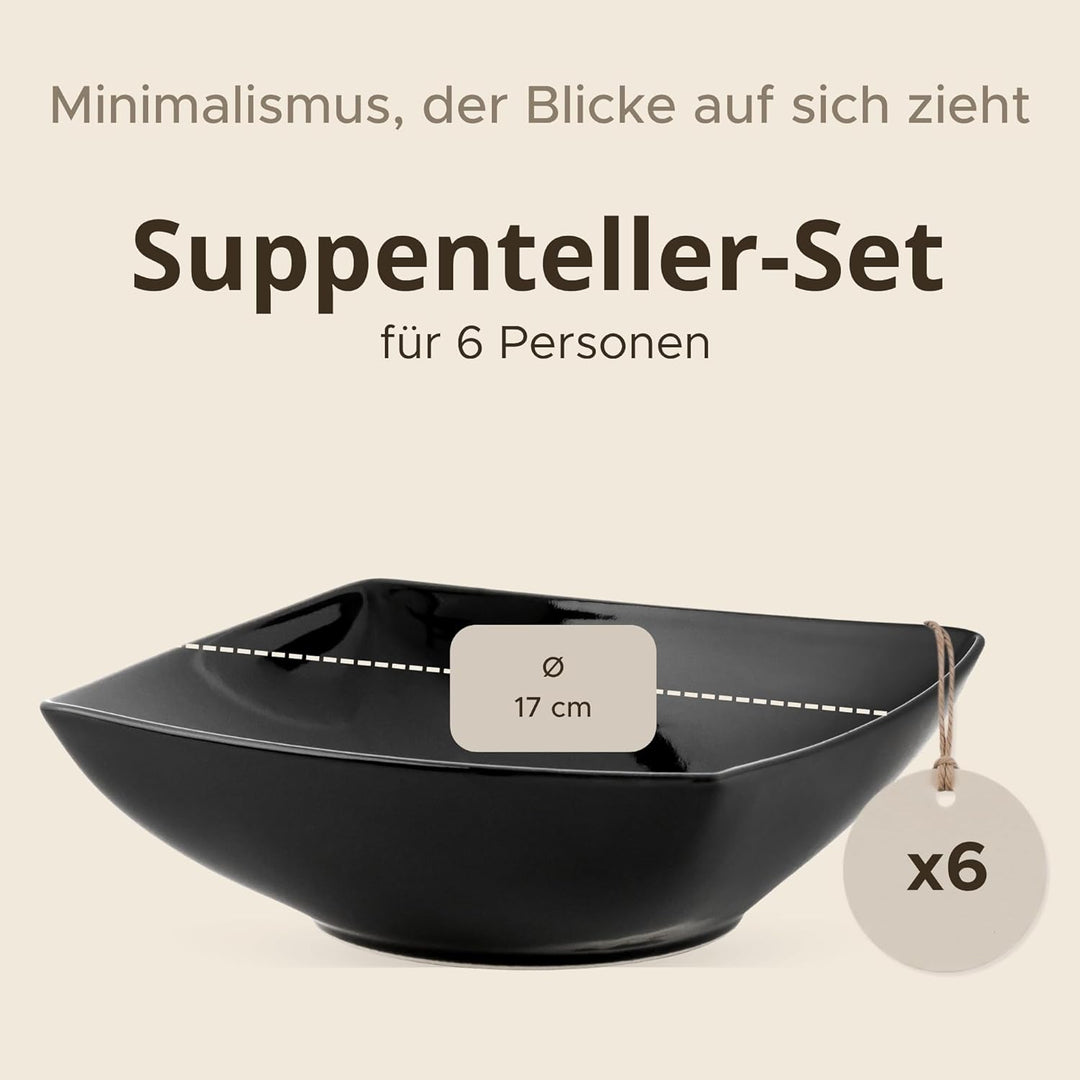 Konsimo. Elegant Suppenteller Set 6er - Schale aus Keramik - Pastateller und Tiefteller für 6 Person