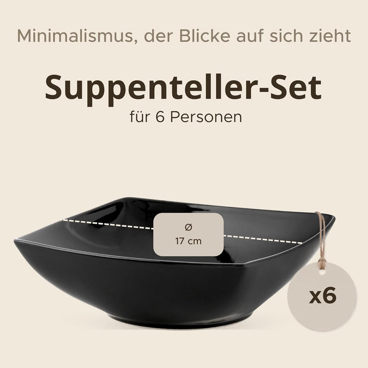 Konsimo. Elegant Suppenteller Set 6er - Schale aus Keramik - Pastateller und Tiefteller für 6 Person
