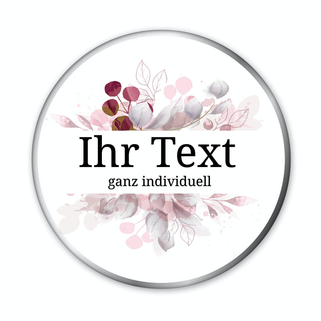 STEMPEL-FABRIK – personalisierbare runde Dose mit Name oder Wunschtext – Aquarell Motiv mit rotem Bl