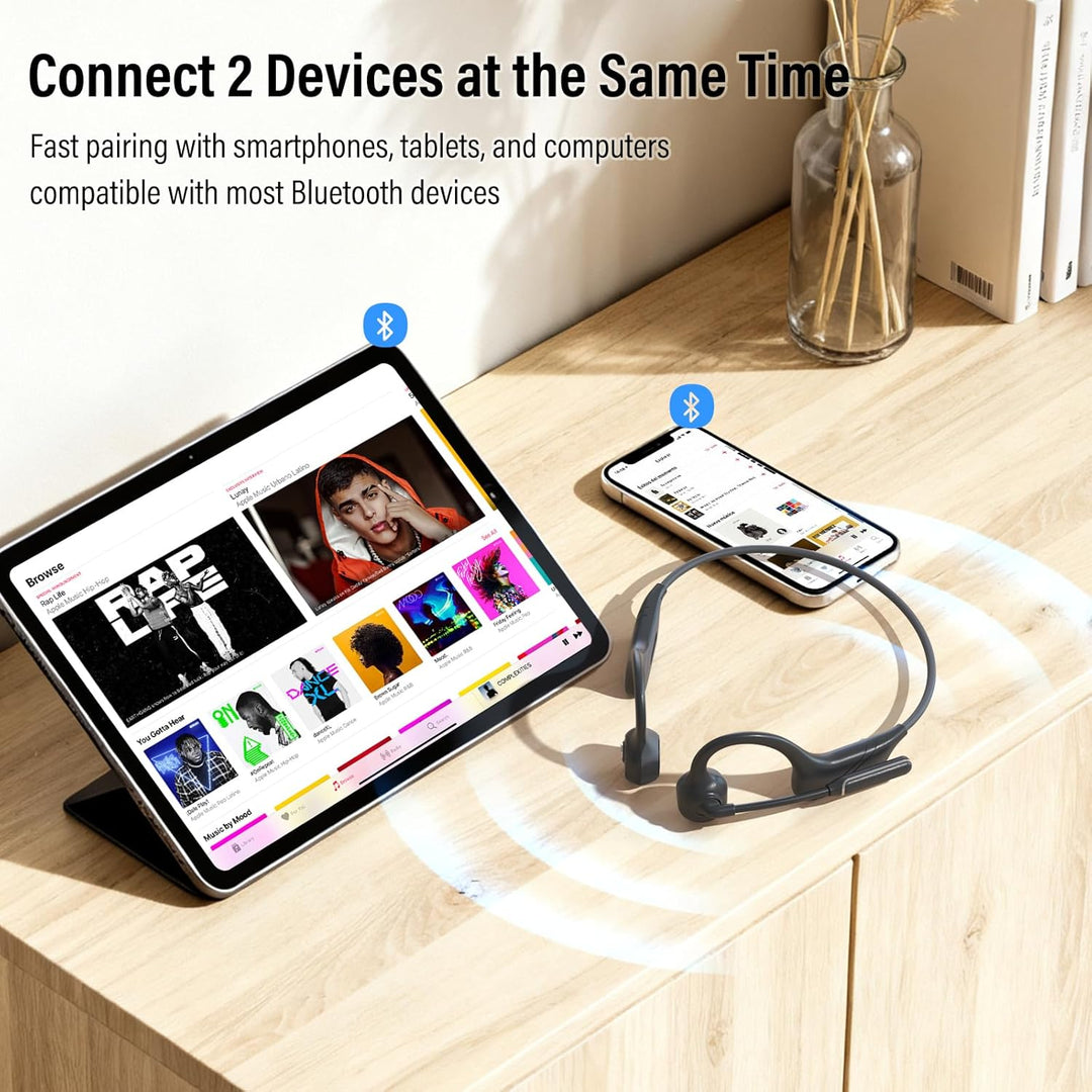 MONODEAL Knochenschall Kopfhörer Bluetooth Headset mit Mikrofon, Bluetooth 5.3 Kopfhörer Open Ear mi