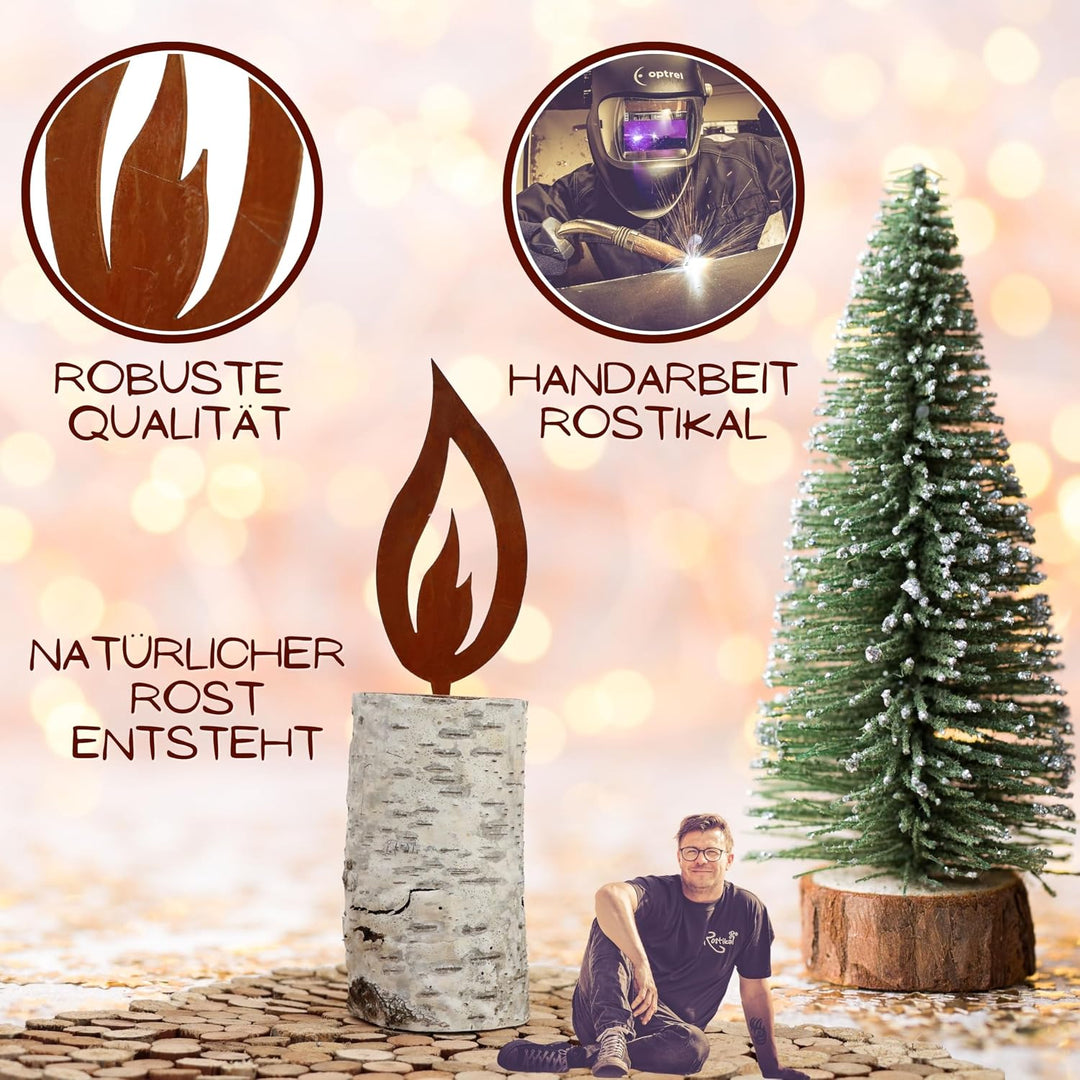 Rostikal 10er Deko Flammen 10 cm Bastelset aus Metall Winterdeko Basteln Erwachsene Herbstdeko 10 cm