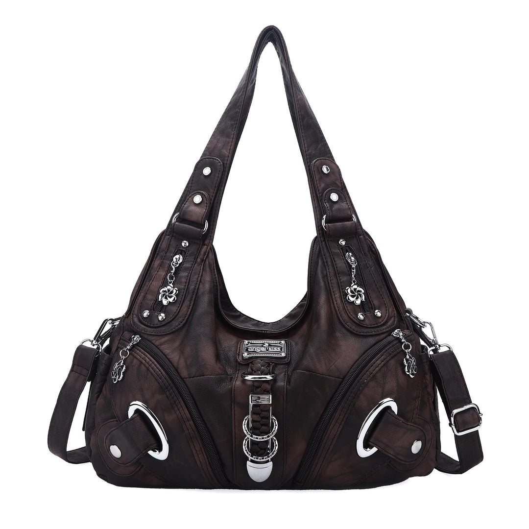 Angel Kiss Damen Schultertasche Hobo Tasche Umhängetaschen Schlusstaschen Henkeltaschen weiches PU L