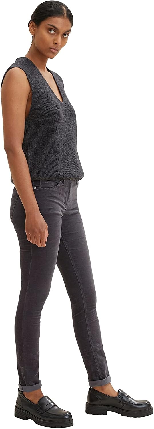 TOM TAILOR Damen Alexa Slim Samthose 32W / 32L 15417 - Evident Anthracite, 32W / 32L 15417 - Evident