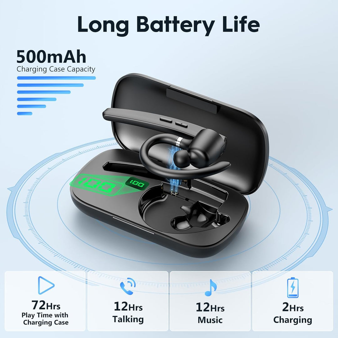 New Bee Bluetooth Headset, V5.1 Wireless Freisprech Headset mit 72h Spielzeit und CVC 8.0 Dual ENC G