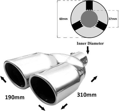 Auspuffblende Doppelrohr Endrohr Edelstahl Auto Endrohrblenden Auspuffendrohr Auspuffrohr Tuning Uni